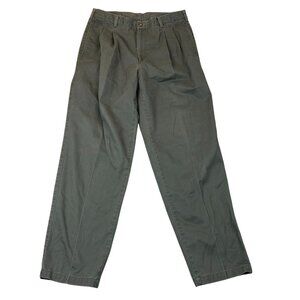 Geoffrey Beene Mens Pants Size 34x32 Pleated Khaki Chino Casual Straight Green